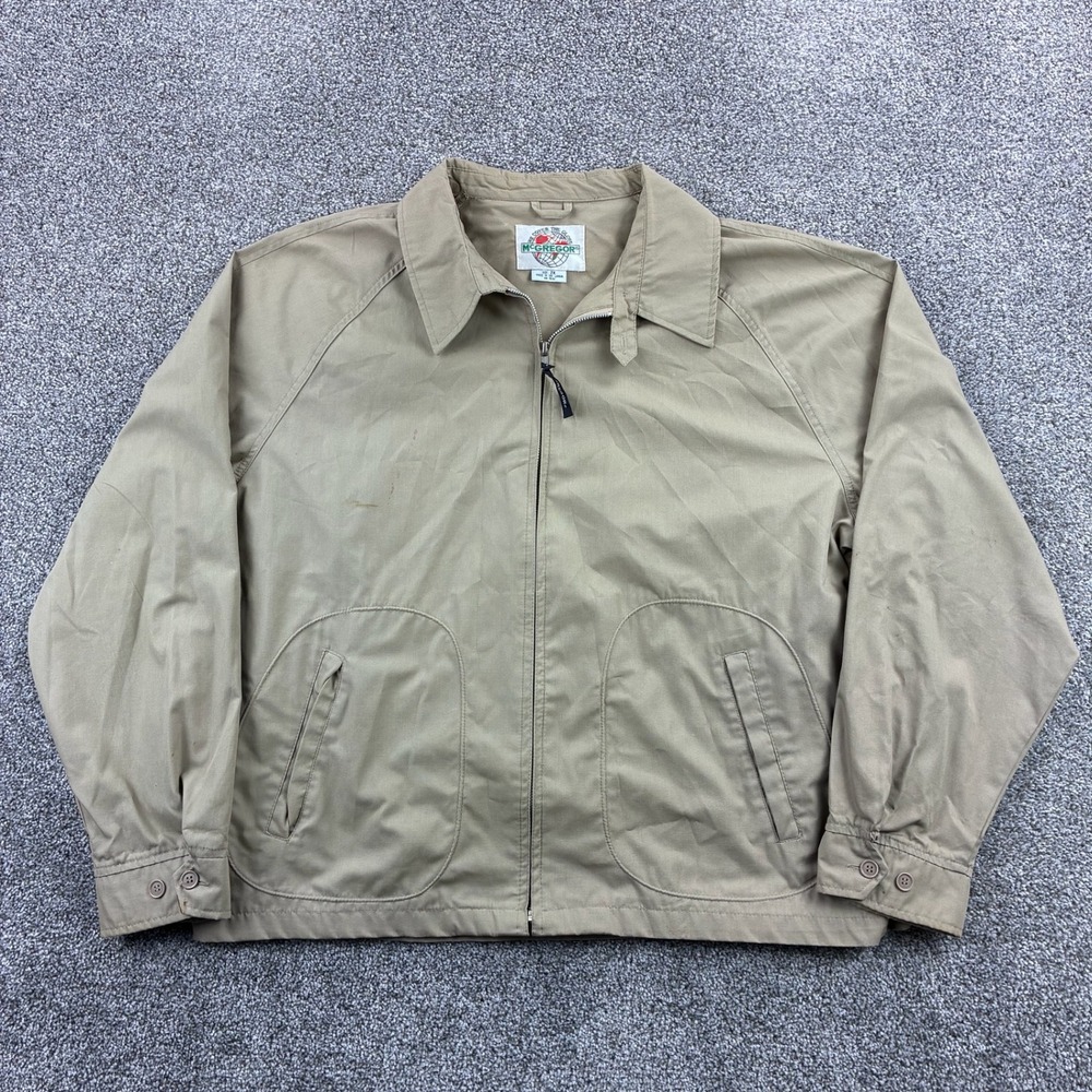 Vintage McGregor Drizzler Jacket Mens 2XL Tan Beige Zip Harrington Windbreaker
